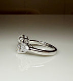Oval Lab Grown Diamond Engagement Ring | 14K Gold Three Stone Ring with Pear Accents
