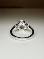 Oval Lab Grown Diamond Engagement Ring | 14K Gold Three Stone Ring with Pear Accents