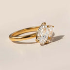 14K Solid Gold Toi et Moi Ring | Pear Lab Grown Diamond Two Stone IGI Certified