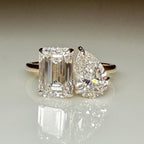Lab Grown Diamond Toi et Moi Ring | Emerald Pear Cut 14K Gold Engagement