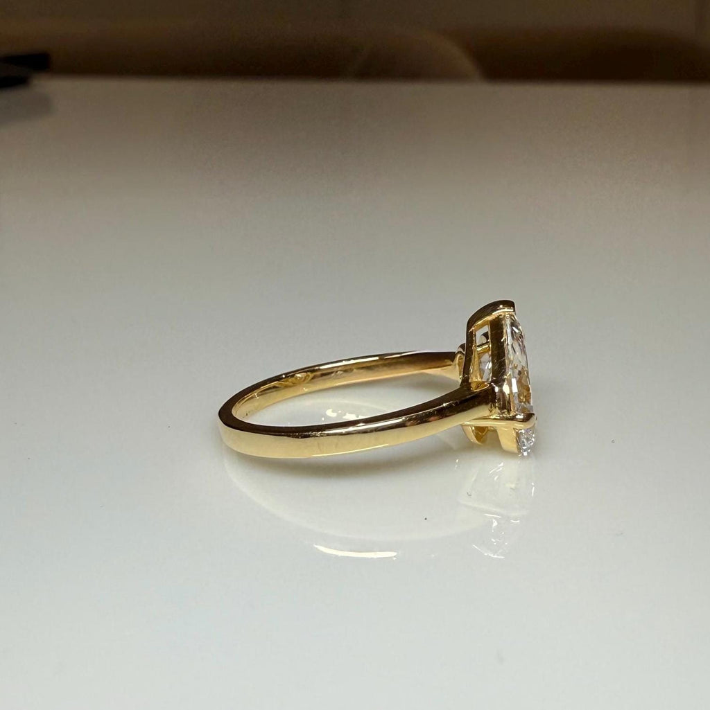 Pear Cut Lab Grown Diamond Toi et Moi Ring | 14K Gold Two Stone Engagement