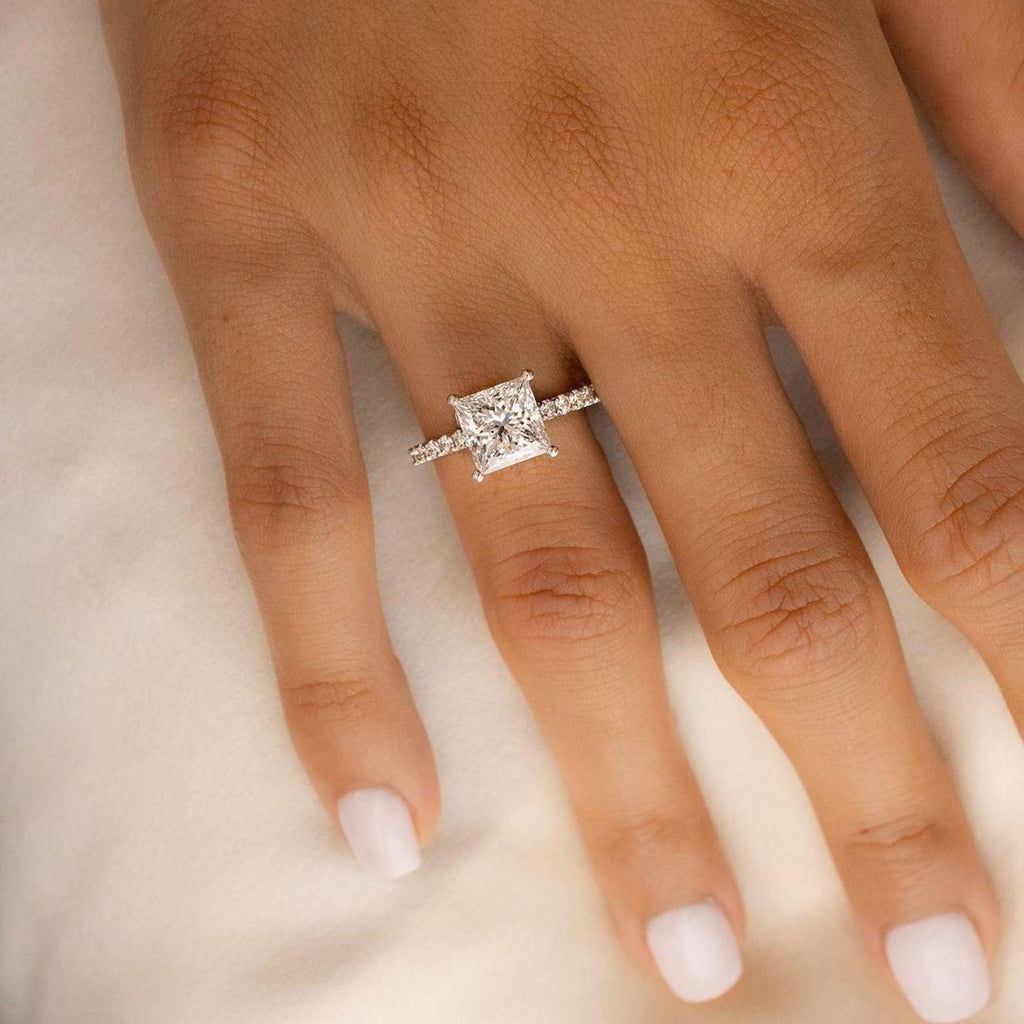 Princess Cut Lab Diamond Engagement Ring | 14K Solid Gold IGI Certified 2.20ct