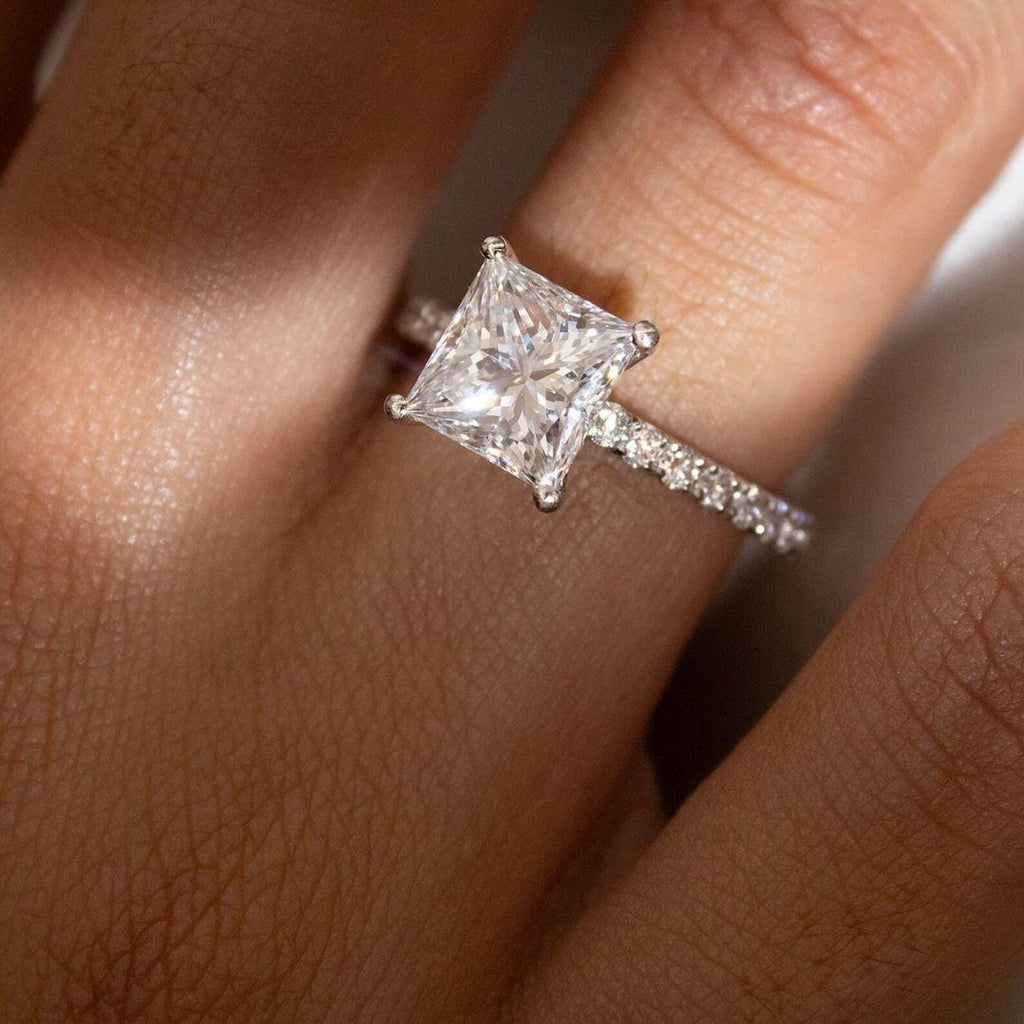 Princess Cut Lab Diamond Engagement Ring | 14K Solid Gold IGI Certified 2.20ct