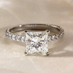 Princess Cut Lab Diamond Engagement Ring | 14K Solid Gold IGI Certified 2.20ct