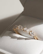 Pear Cut Lab Grown Diamond Half Eternity Ring | 14K Gold Wedding Band