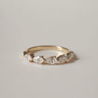 Pear Cut Lab Grown Diamond Half Eternity Ring | 14K Gold Wedding Band