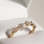 Pear Cut Lab Grown Diamond Half Eternity Ring | 14K Gold Wedding Band