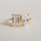 4CTW Oval Emerald Lab Grown Diamond Ring | 14K Solid Gold, IGI Certified