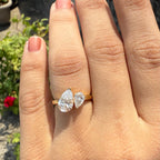 Pear Cut Lab Grown Diamond Toi et Moi Ring | 14K Gold Two Stone Engagement