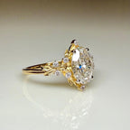 1.50CT Oval Lab Grown Diamond Engagement Ring | 14K Solid Gold Floral Halo, IGI Certified