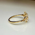 1.50CT Oval Lab Grown Diamond Engagement Ring | 14K Solid Gold Floral Halo, IGI Certified