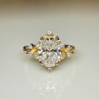 1.50CT Oval Lab Grown Diamond Engagement Ring | 14K Solid Gold Floral Halo, IGI Certified