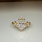 1.50CT Oval Lab Grown Diamond Engagement Ring | 14K Solid Gold Floral Halo, IGI Certified