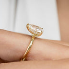2CT Pear Cut Lab Diamond Engagement Ring | 14K Gold Hidden Halo Solitaire (IGI Certified)