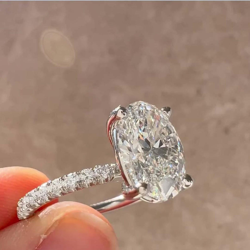 Oval Cut Lab Diamond Engagement Ring | 14K Solid Gold IGI Certified 2.20ct