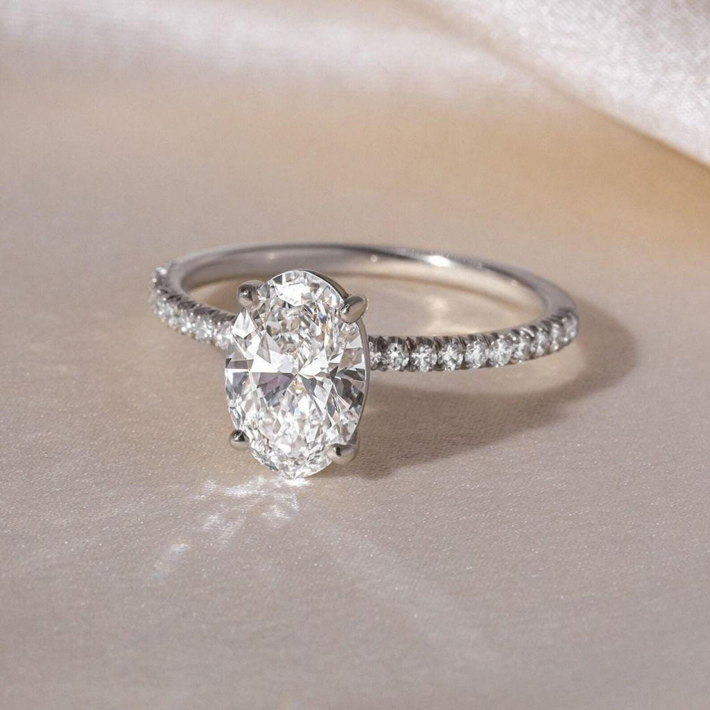 Oval Cut Lab Diamond Engagement Ring | 14K Solid Gold IGI Certified 2.20ct