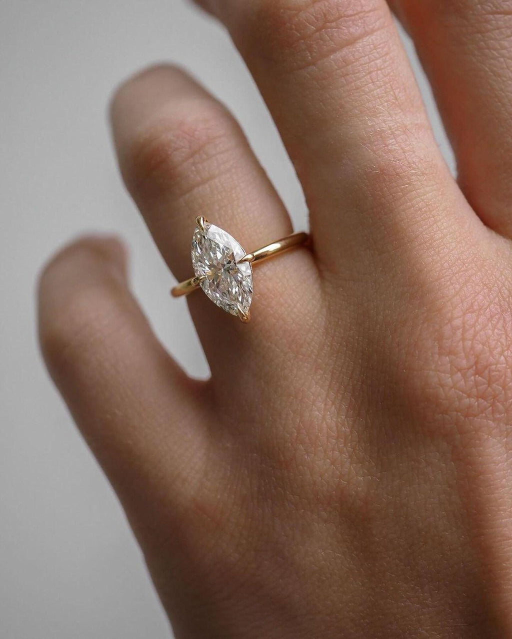 2ct Marquise Lab Grown Diamond Engagement Ring | 14K Gold, IGI Certified