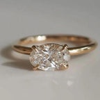 1.5CT Oval Lab Grown Diamond Ring | East West Solitaire Engagement 14K Gold