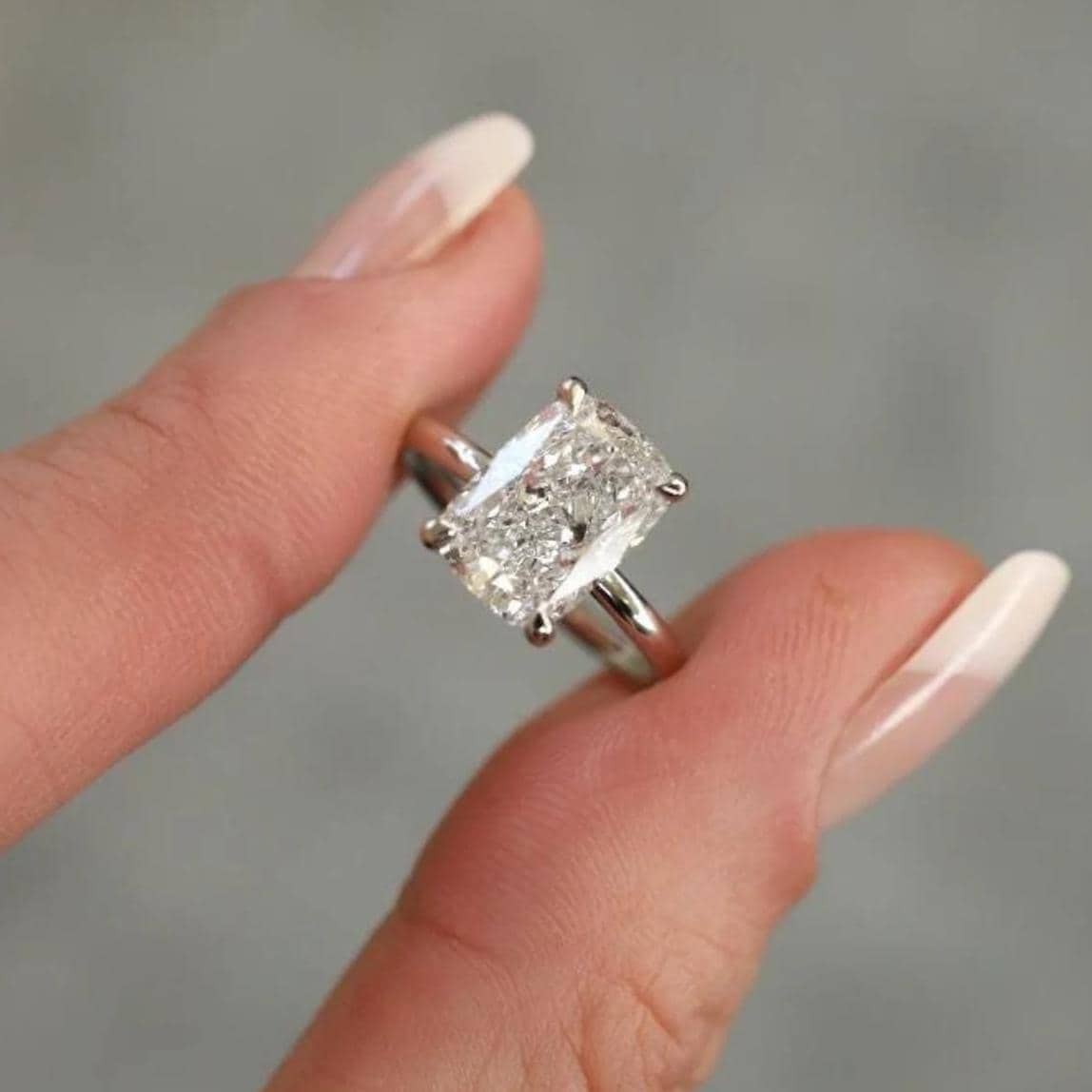 3CT Elongated Cushion Lab Grown Diamond Engagement Ring | 14K Gold Solitaire | IGI Certified