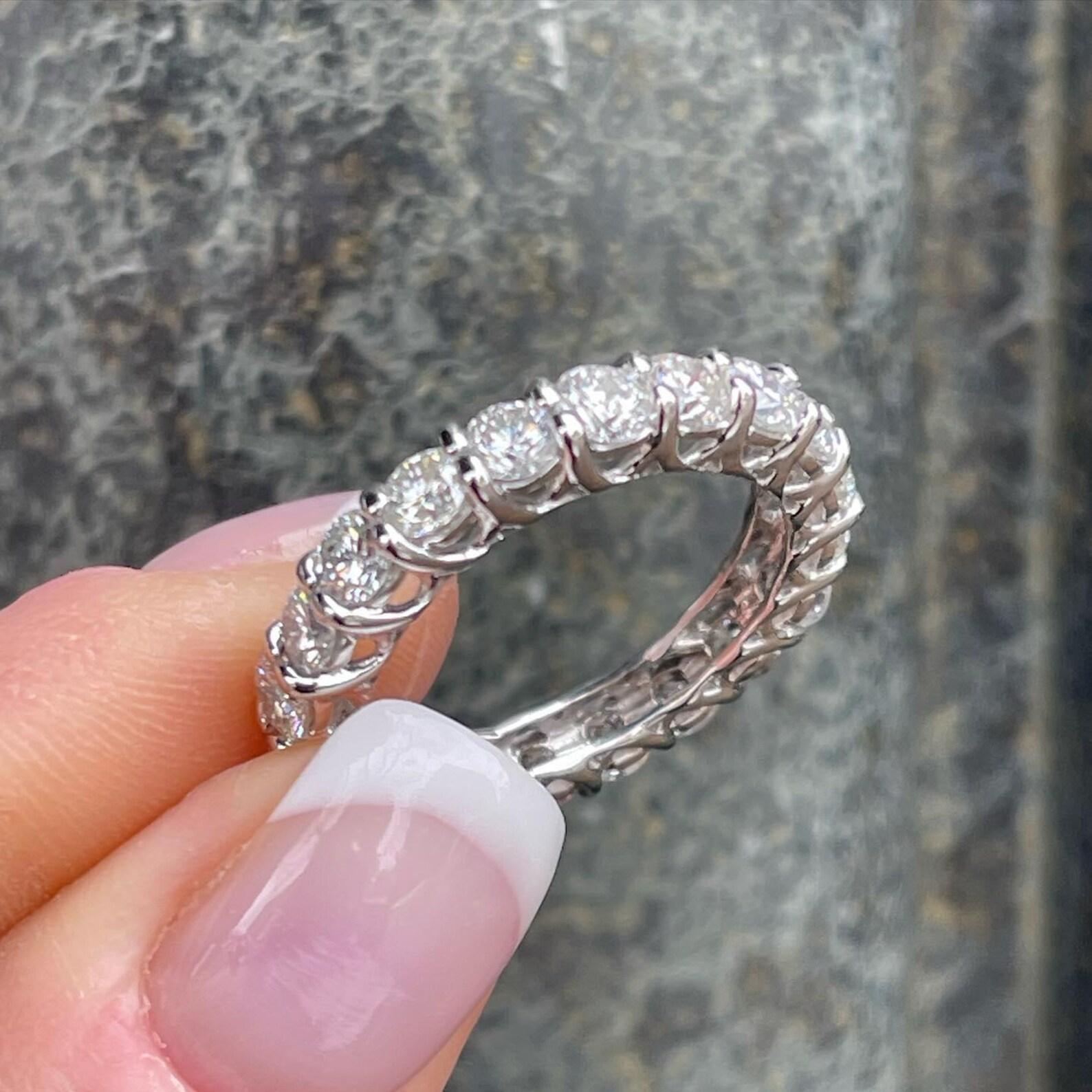 14K Solid Gold Full Eternity Ring | Lab Grown Round Diamonds Wedding Band