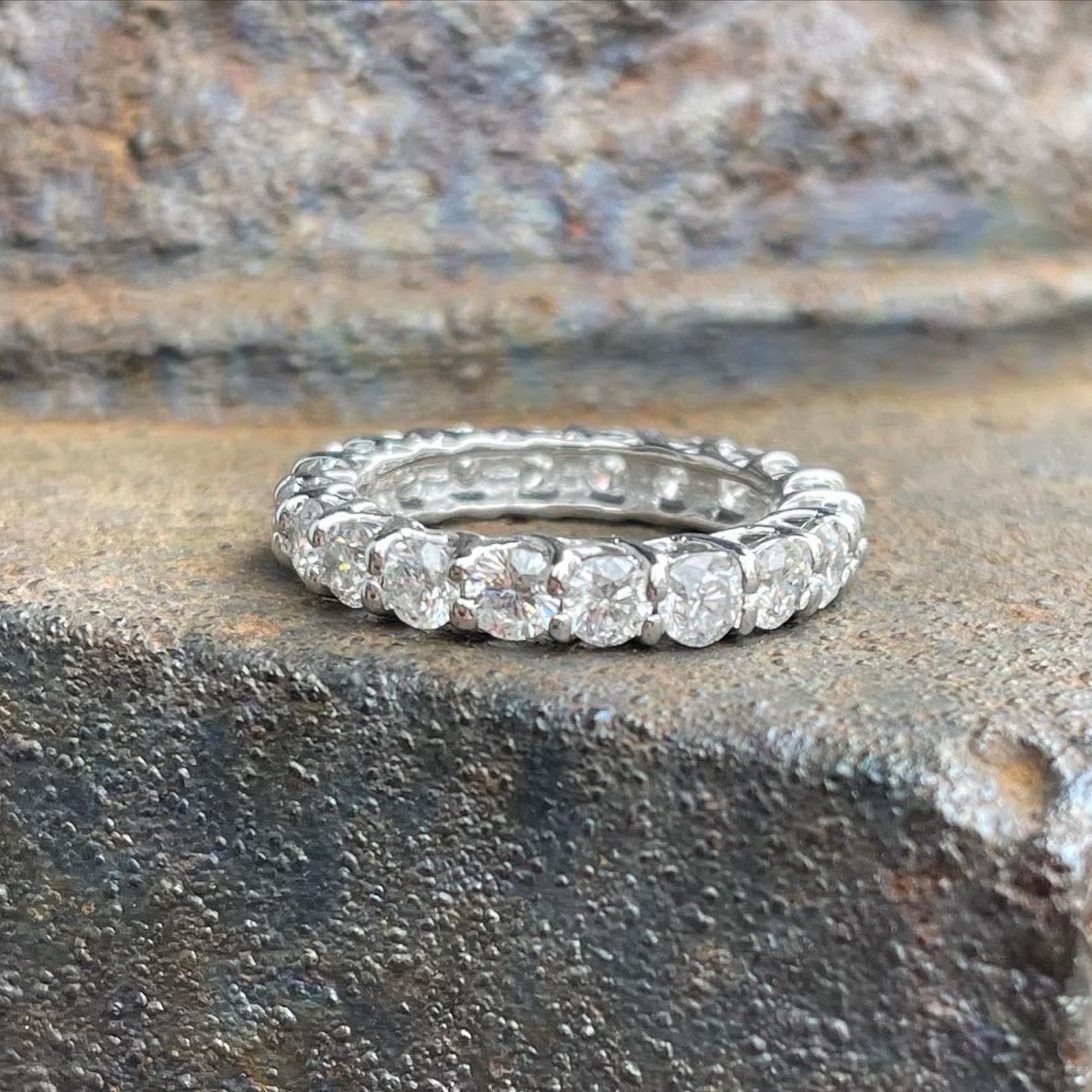 14K Solid Gold Full Eternity Ring | Lab Grown Round Diamonds Wedding Band
