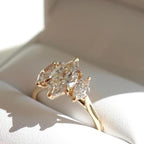 1.70CTW Marquise Lab Grown Diamond Engagement Ring | Three Stone Ring | 14K Solid Gold