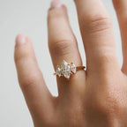 1.70CTW Marquise Lab Grown Diamond Engagement Ring | Three Stone Ring | 14K Solid Gold
