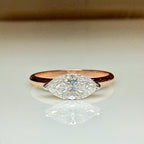 Marquise Cut Lab Grown Diamond Ring | East West Solitaire | 14K Solid Gold Engagement Ring
