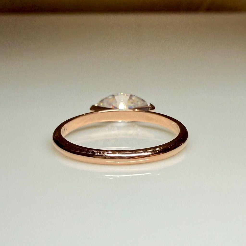 Marquise Cut Lab Grown Diamond Ring | East West Solitaire | 14K Solid Gold Engagement Ring