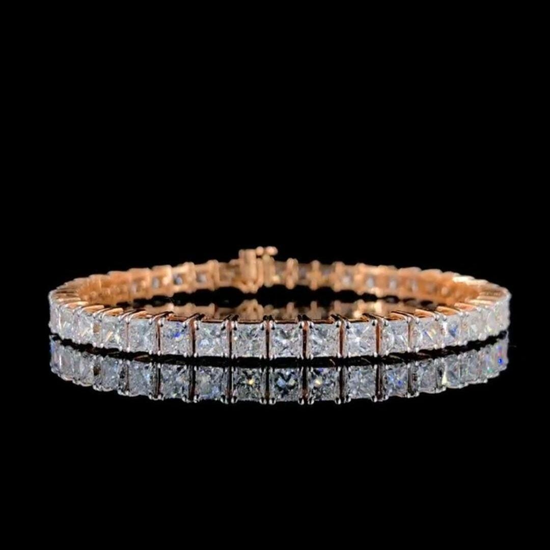 Princess Cut Lab Grown Diamond Tennis Bracelet | 14K Gold, SGL Certified 4.5MM