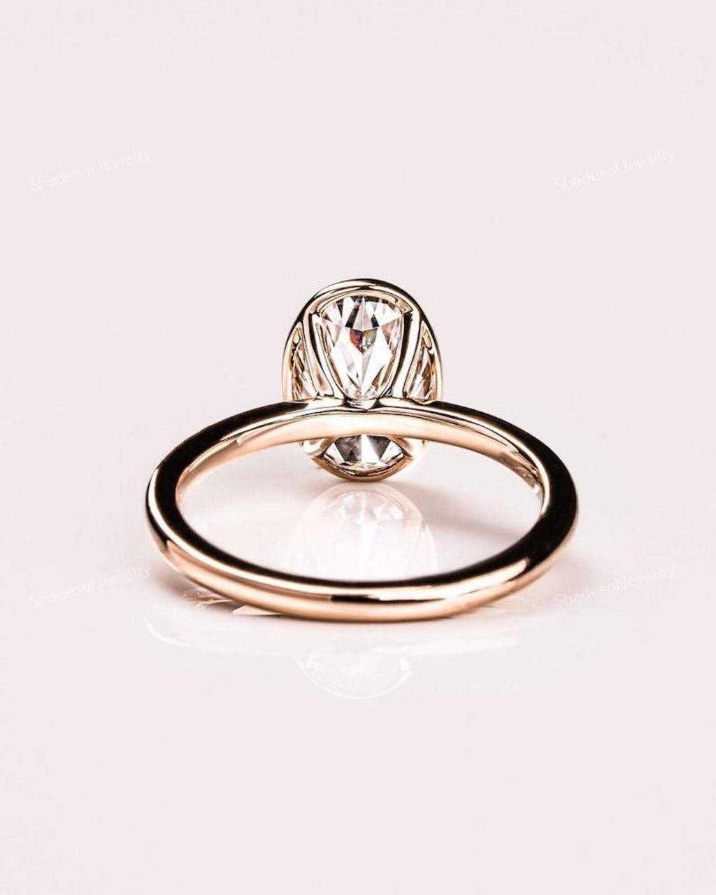 3CT Oval Lab Grown Diamond Engagement Ring | 14K Gold Bezel Set Solitaire | IGI Certified