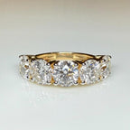 Lab Grown Diamond Five Stone Ring | 14K Solid Gold Anniversary Band