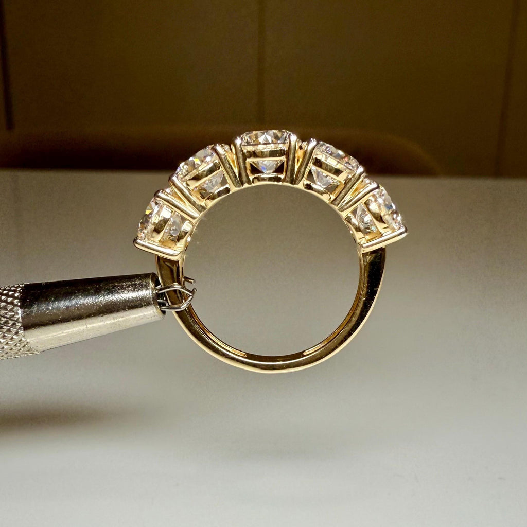 Lab Grown Diamond Five Stone Ring | 14K Solid Gold Anniversary Band