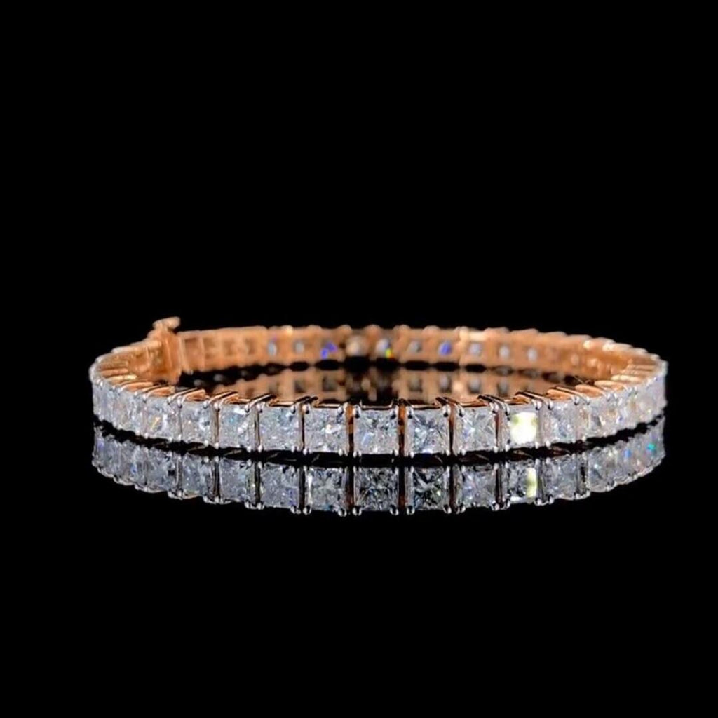 Princess Cut Lab Grown Diamond Tennis Bracelet | 14K Gold, SGL Certified 4.5MM