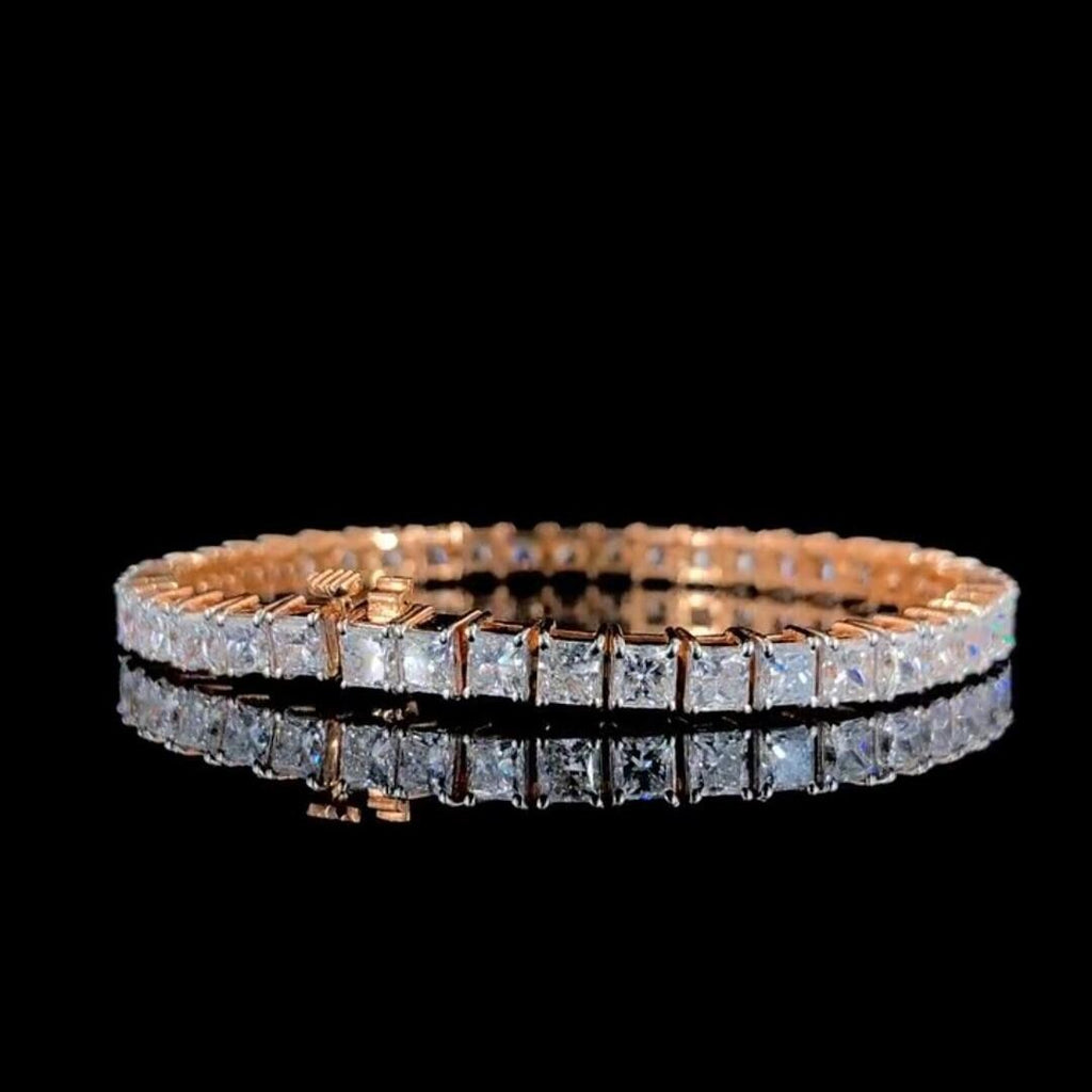 Princess Cut Lab Grown Diamond Tennis Bracelet | 14K Gold, SGL Certified 4.5MM