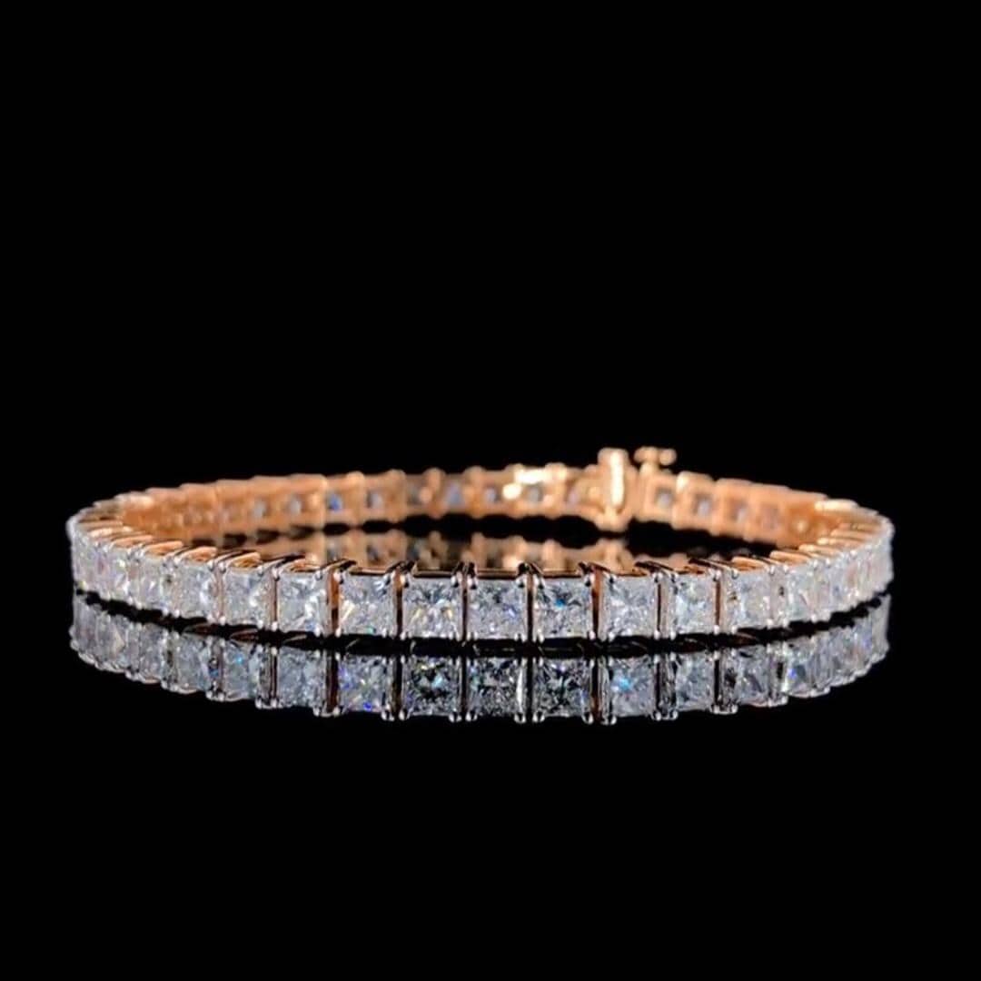 Princess Cut Lab Grown Diamond Tennis Bracelet | 14K Gold, SGL Certified 4.5MM