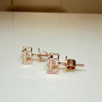 IGI Certified Princess Cut Lab Grown Diamond Stud Earrings Pair | 14K Gold Solitaire Studs