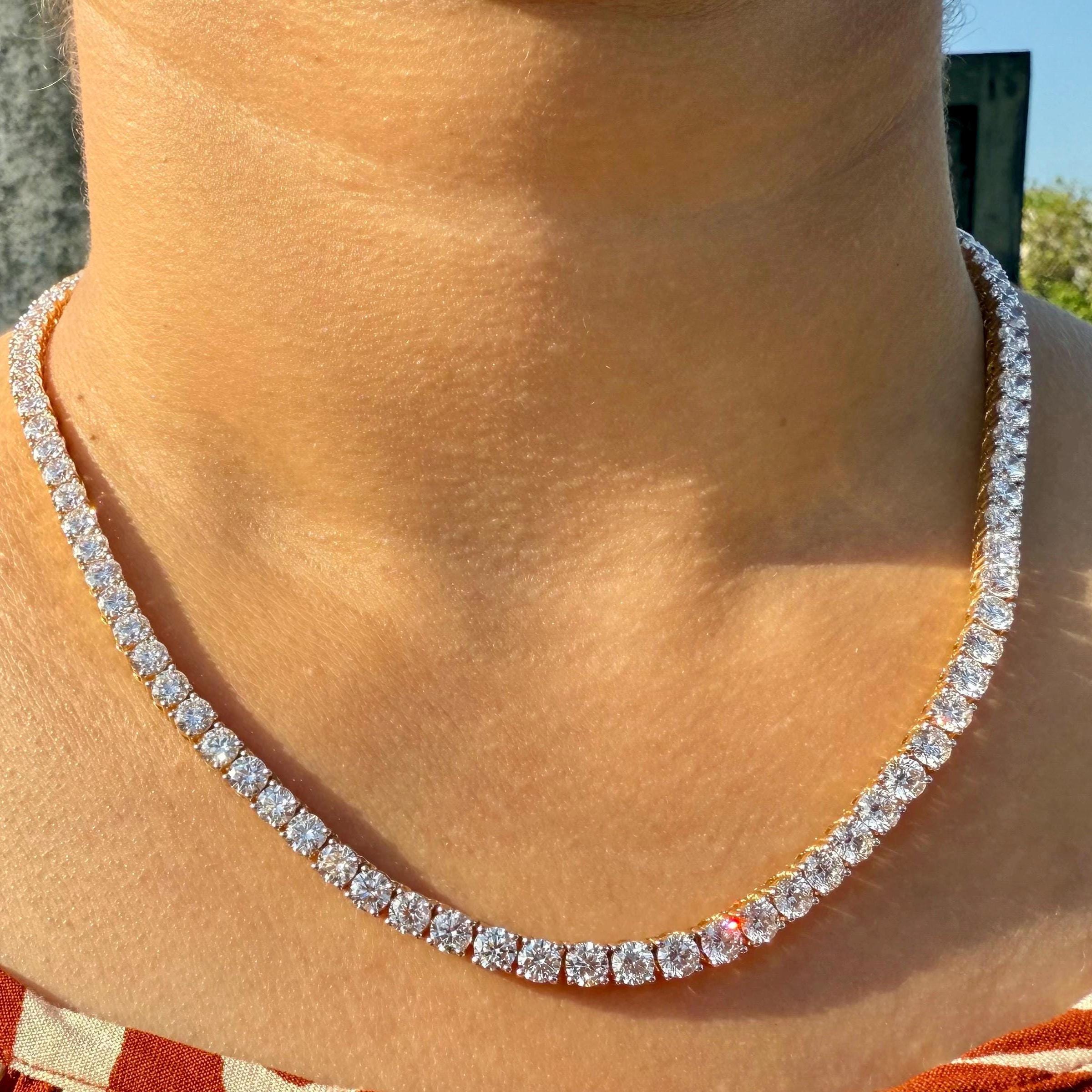 Lab Grown Diamond Tennis Necklace | 14K Solid Gold, SGL Certified, 4.50MM