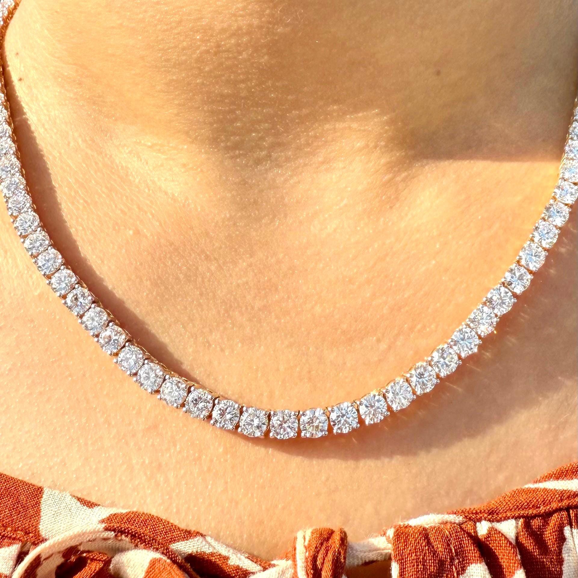 Lab Grown Diamond Tennis Necklace | 14K Solid Gold, SGL Certified, 4.50MM