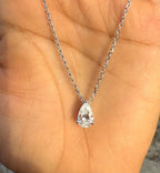 Pear Cut Lab Grown Diamond Solitaire Necklace | IGI Certified Teardrop Pendant