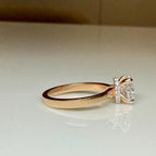 1CT Oval Lab Grown Diamond Engagement Ring | 14K Solid Gold Solitaire Hidden Halo