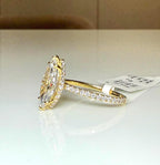 4.60CTW Marquise Lab Grown Diamond Engagement Ring | Hidden Halo Pave Band 14K Gold