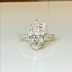 4.60CTW Marquise Lab Grown Diamond Engagement Ring | Hidden Halo Pave Band 14K Gold