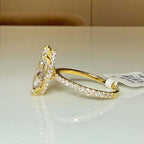 4.60CTW Marquise Lab Grown Diamond Engagement Ring | Hidden Halo Pave Band 14K Gold