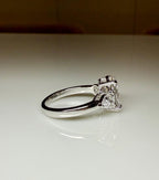 Oval Lab Grown Diamond Engagement Ring | 14K Gold Three Stone Ring with Pear Accents