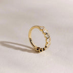 1.35CTW Oval Lab Grown Diamond Wedding Band | 9 Stone Bezel Set Gold Anniversary Ring