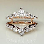 14K Solid Gold Double Wedding Band Enhancer Ring | Lab Grown Diamonds, V Style Guard