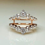 14K Solid Gold Double Wedding Band Enhancer Ring | Lab Grown Diamonds, V Style Guard
