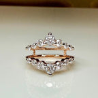 14K Solid Gold Double Wedding Band Enhancer Ring | Lab Grown Diamonds, V Style Guard