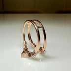 14K Solid Gold Double Wedding Band Enhancer Ring | Lab Grown Diamonds, V Style Guard